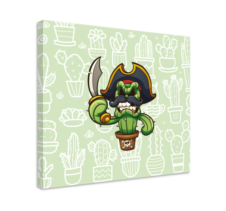 Dipinto cane personaggio pirata cactus - TenStickers