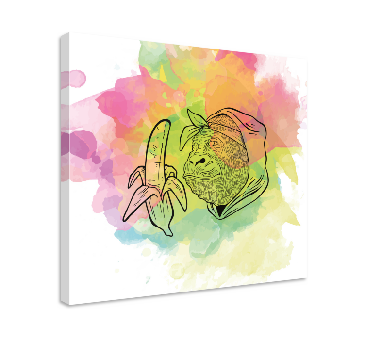 Dipinto con alfabeto e lettere gorilla con banana - TenStickers