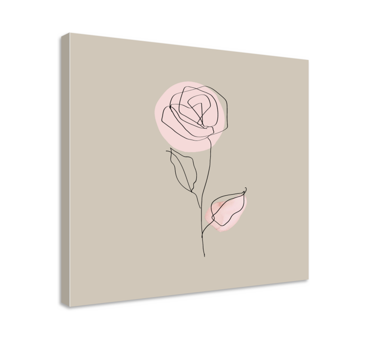 Dipinto con fiori e piante linea elegante rosa - TenStickers