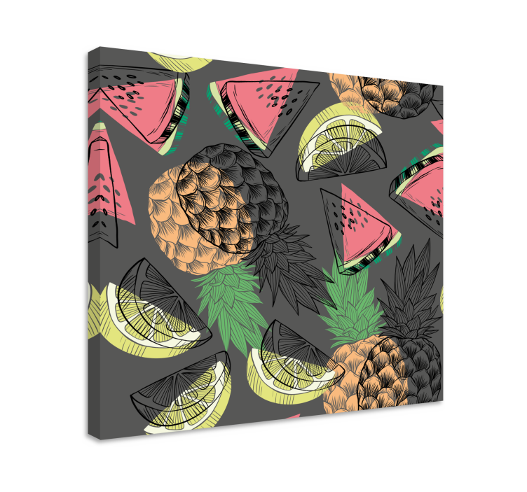 Dipinto con frutta e natura morta ananas tropicale - TenStickers