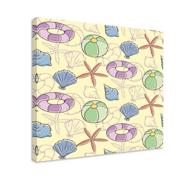 Dipinto con marinaio conchiglie e salvagenti - TenStickers