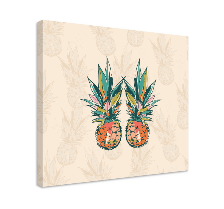 Dipinto con frutta e natura morta ananas tropicale duo - TenStickers