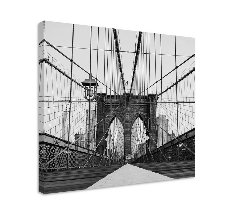 Quadro 3D Ponte di brooklyn in bianco e nero - TenStickers
