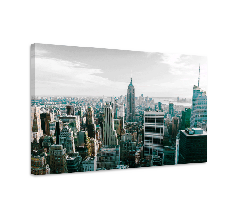 Dipinto città e paesi vista sullo skyline di new york - TenStickers