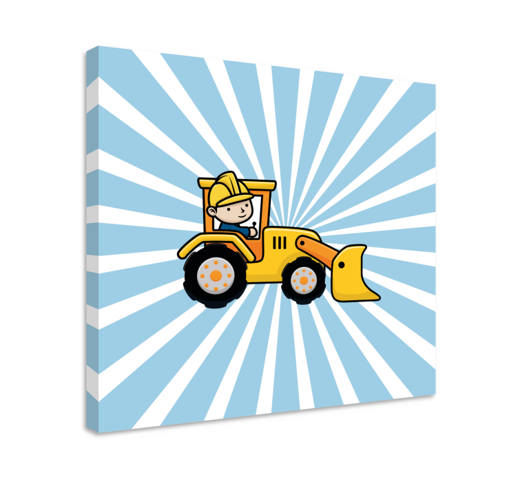 Cornice quadro per bambini trattore da costruzione - TenStickers
