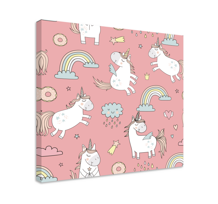Dipinto unicorno motivo di unicorni giocosi - TenStickers