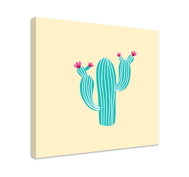 Dipinto con fiori e piante cactus fiorito - TenStickers