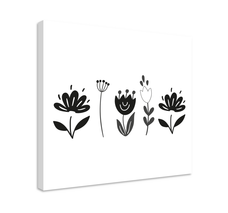 Quadro con fiori Fiori in bianco e nero - TenStickers
