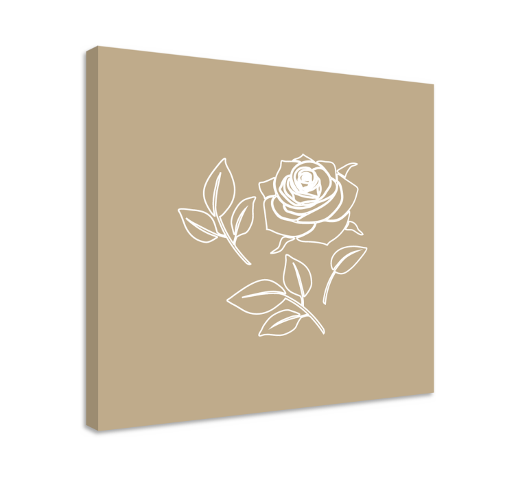 Quadro con fiori Fondo beige dettagliato del modello della rosa - TenStickers