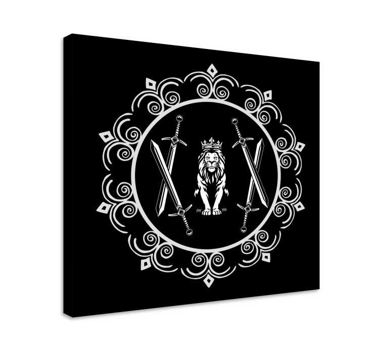 Dipinto alberi leone con spade - TenStickers