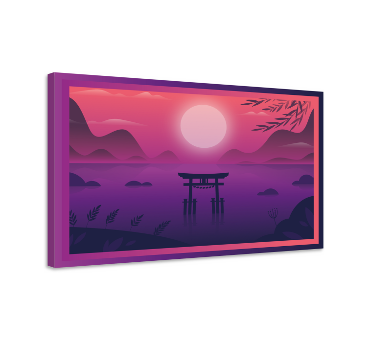 Quadri orientali cancello torii al tramonto - TenStickers