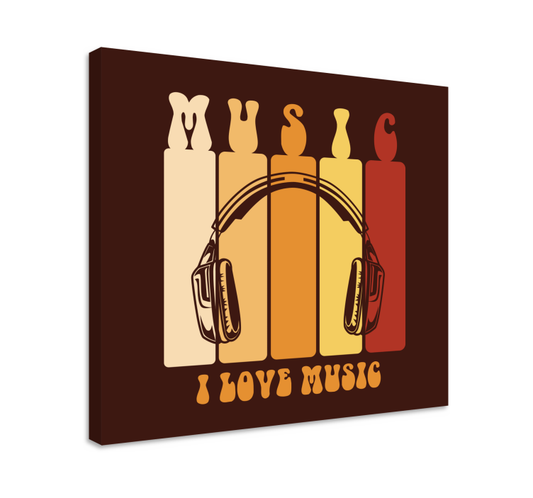 Dipinto musicale cuffie e suono - TenStickers