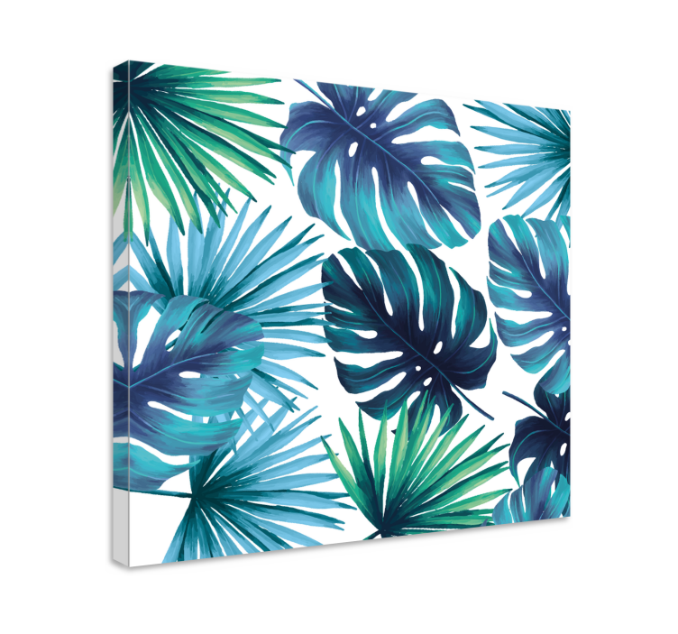 Dipinto con fiori e piante motivo foglia tropicale - TenStickers