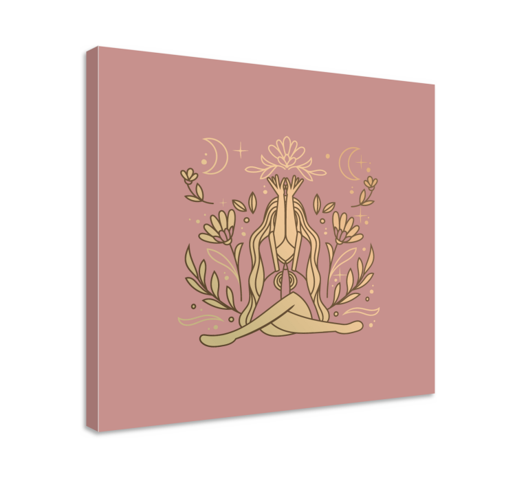 Dipinto zen posizione floreale meditativa - TenStickers