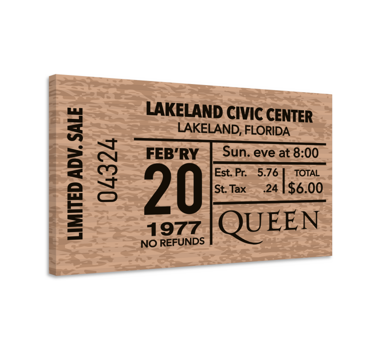 Dipinto vintage biglietto concerto queen - TenStickers