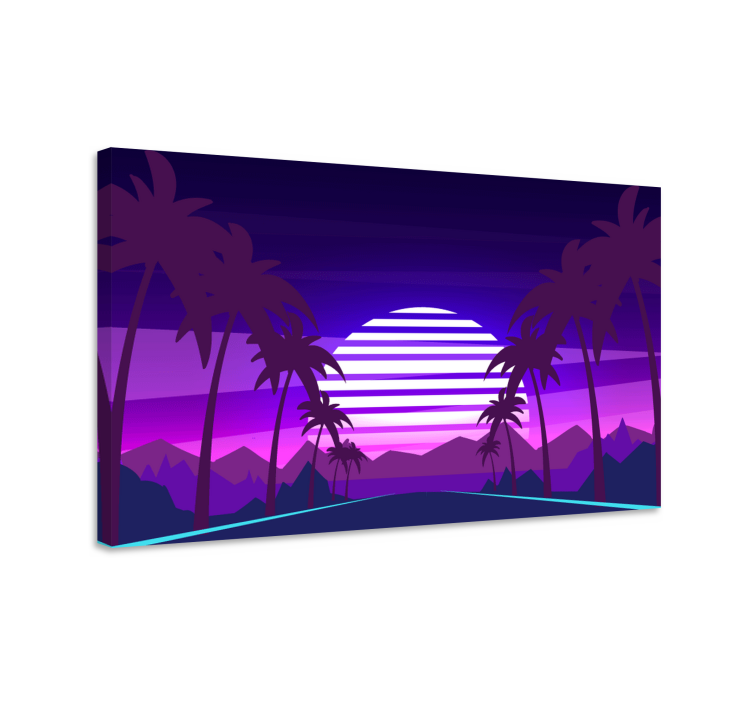 Dipinto di paesaggio tramonto tropicale - TenStickers