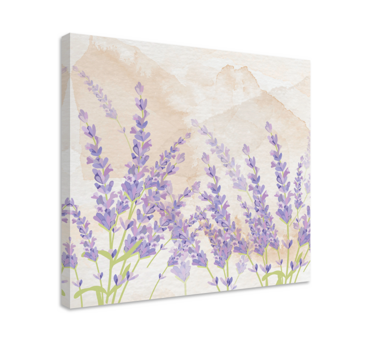 Dipinto con fiori e piante serenità nei campi di lavanda - TenStickers