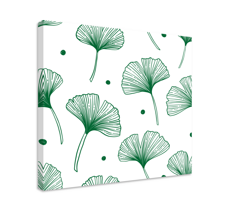 Dipinto con fiori e piante illustrazione foglia di ginkgo - TenStickers