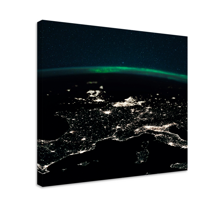 Dipinto mappamondo vista notturna aerea - TenStickers