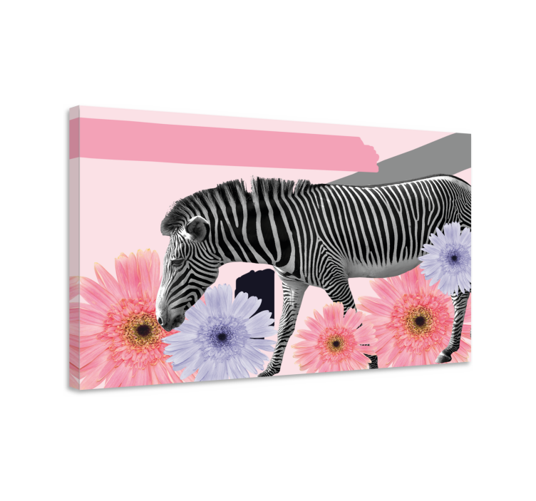 Cornice quadro con animali e insetti zebra tra fiori - TenStickers