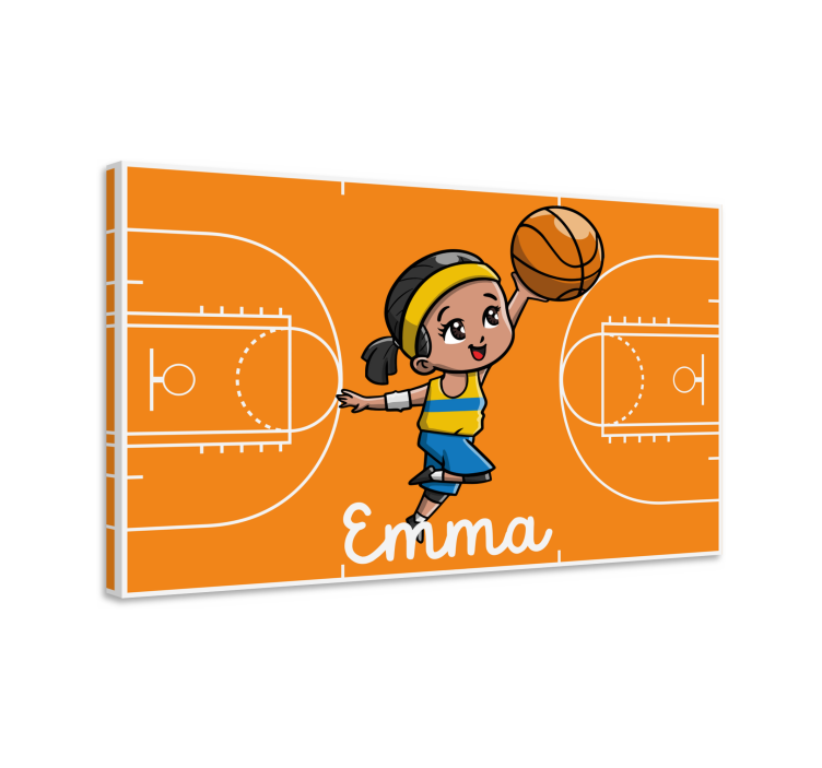 Cornice quadro per bambini ragazza che gioca a basket - TenStickers