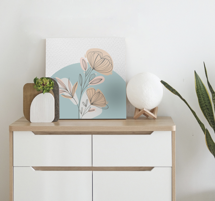 Dipinto con fiori e piante disposizione elegante stilizzata - TenStickers