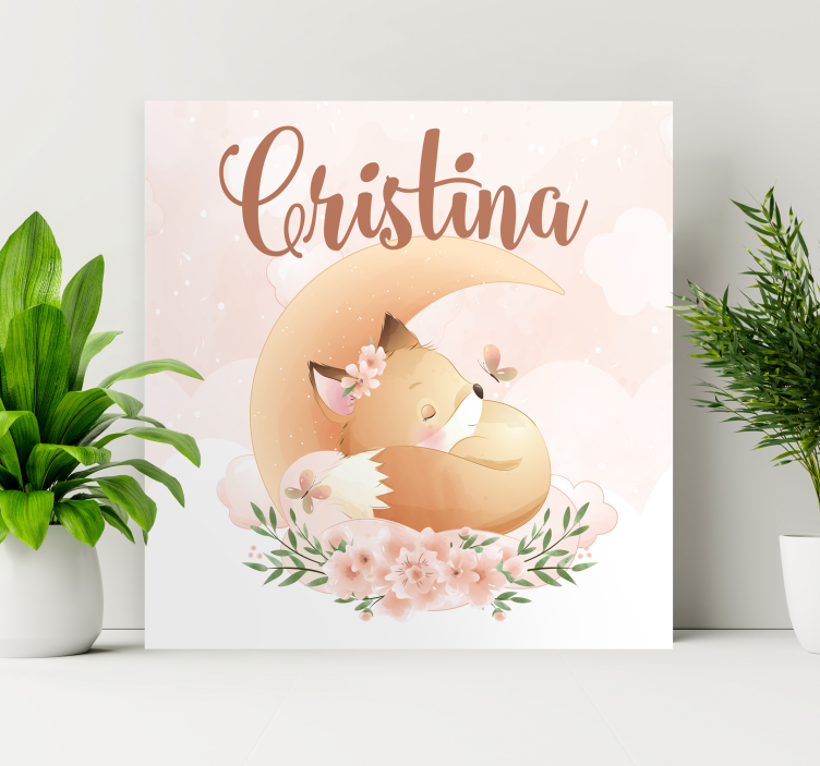 Quadro con volpe e nome personalizzabile - TenStickers