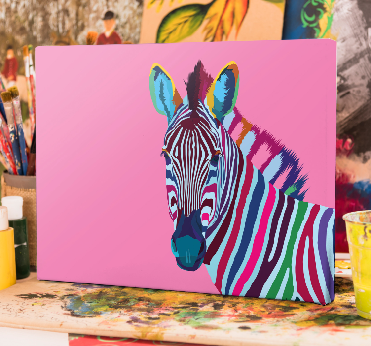 Cornice quadro con animali e insetti immagine zebra vibrante - TenStickers