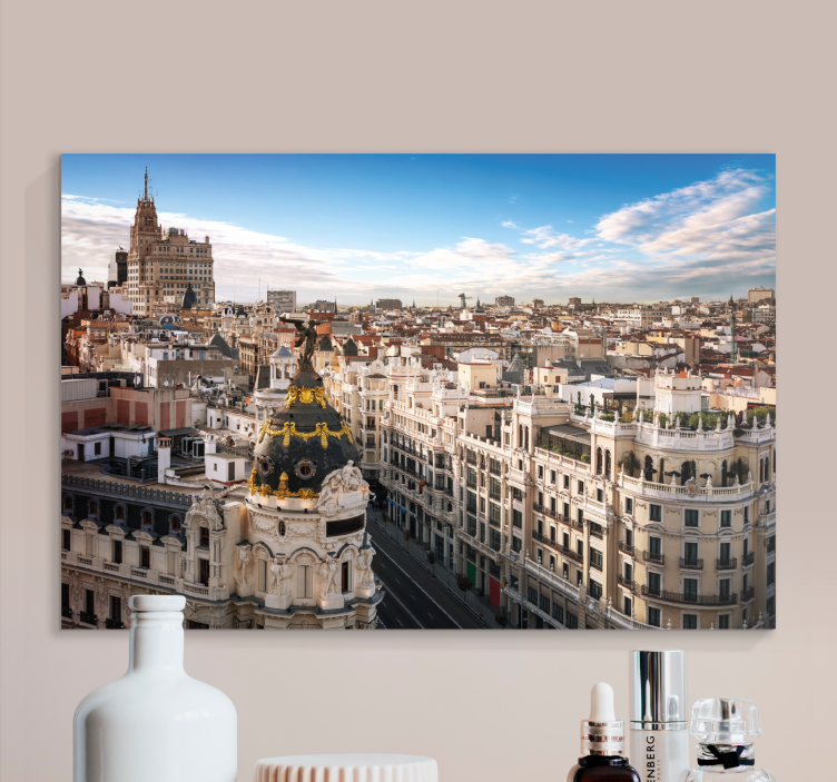 Dipinto città e paesi vista skyline di madrid - TenStickers