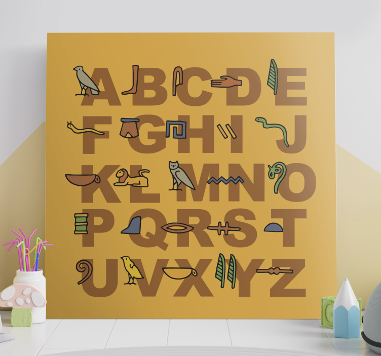 Dipinto con alfabeto e lettere simboli colorati - TenStickers