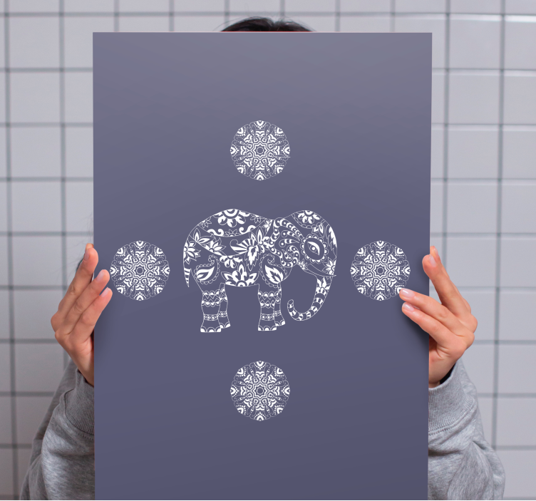 Dipinto con elefanti motivo decorativo di elefanti - TenStickers