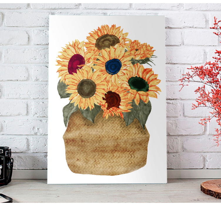Dipinto con fiori e piante bouquet di girasoli - TenStickers