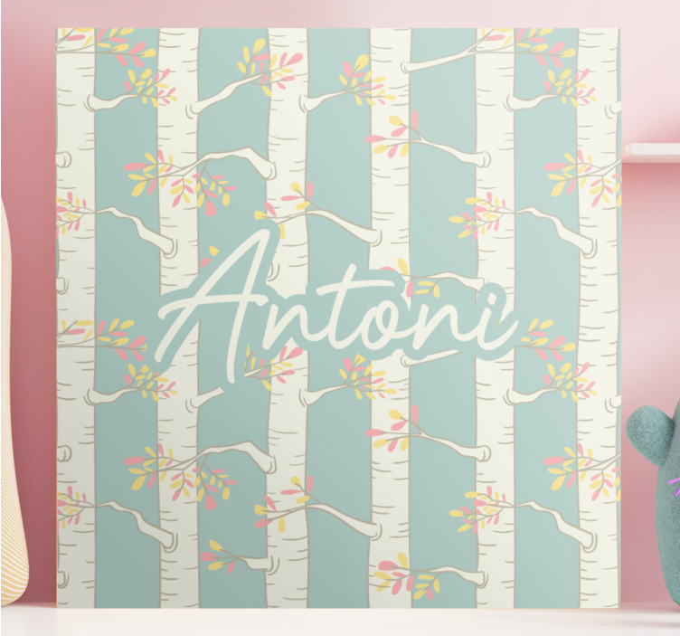 Dipinto con fiori e piante fiori di betulla - TenStickers