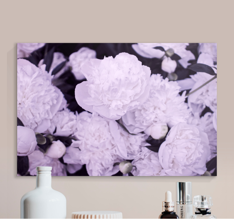Dipinto con fiori e piante fiori di peonia viola - TenStickers