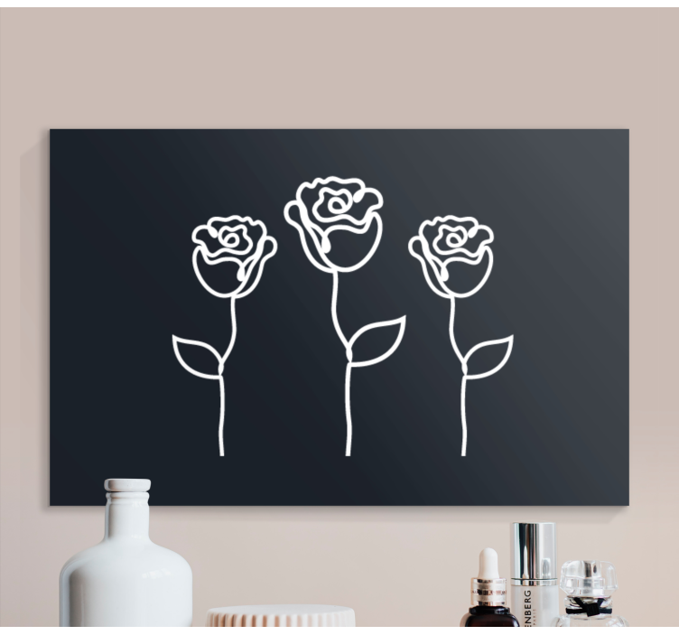 Dipinto con fiori e piante rose stilizzate - TenStickers
