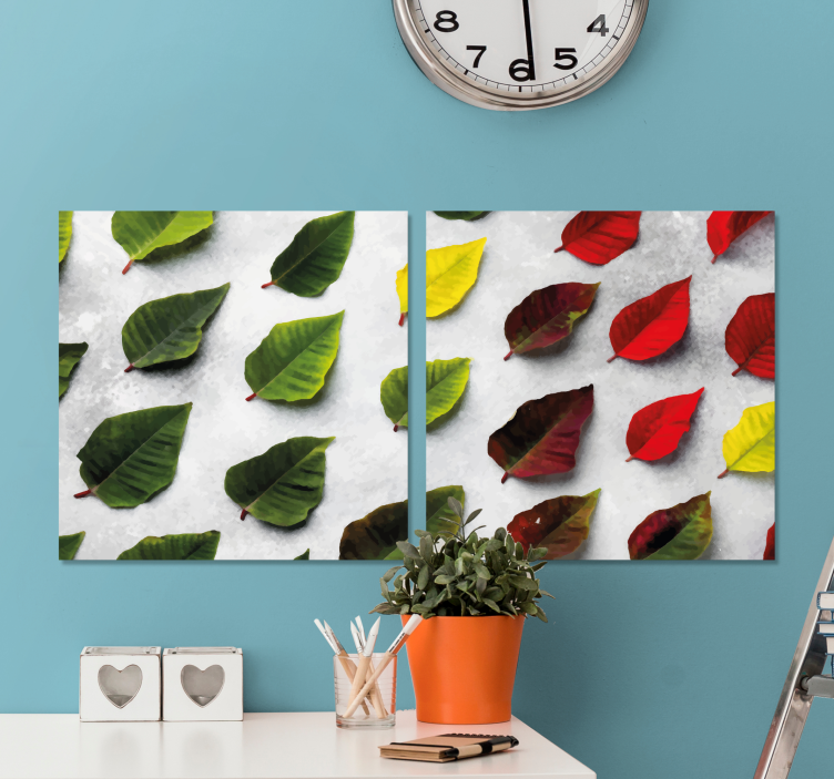 Dipinto con fiori e piante collezione di foglie diverse - TenStickers
