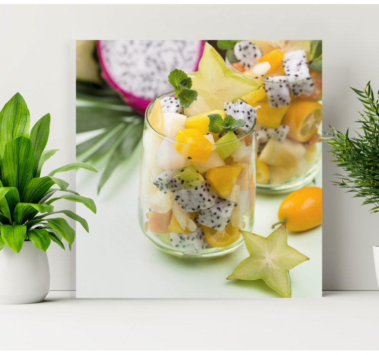 Quadro frutta e natura morta Bicchieri di mango e verde - TenStickers