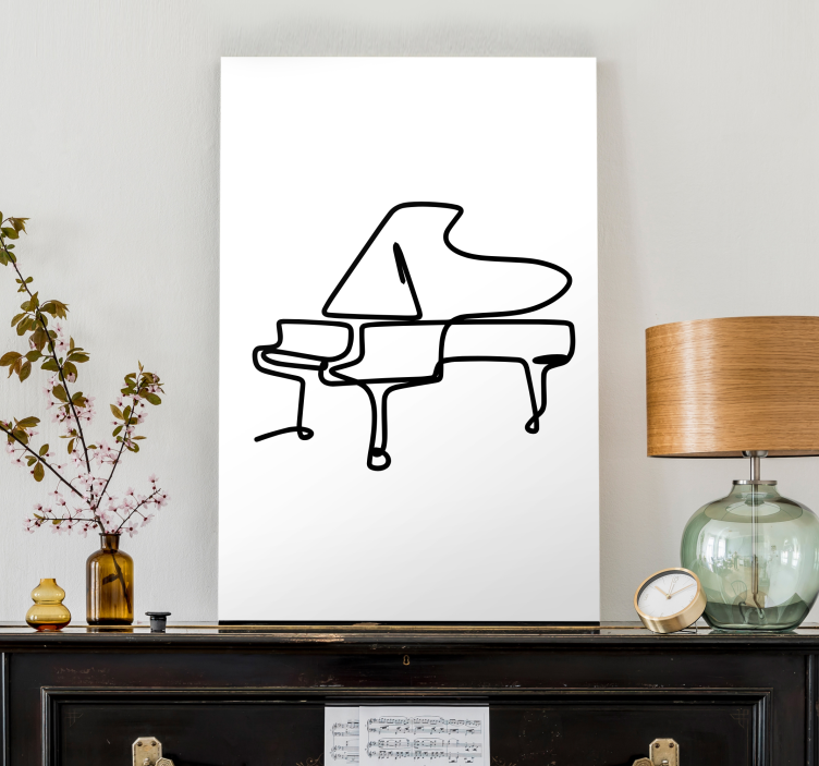Dipinto musicale contorno di pianoforte - TenStickers