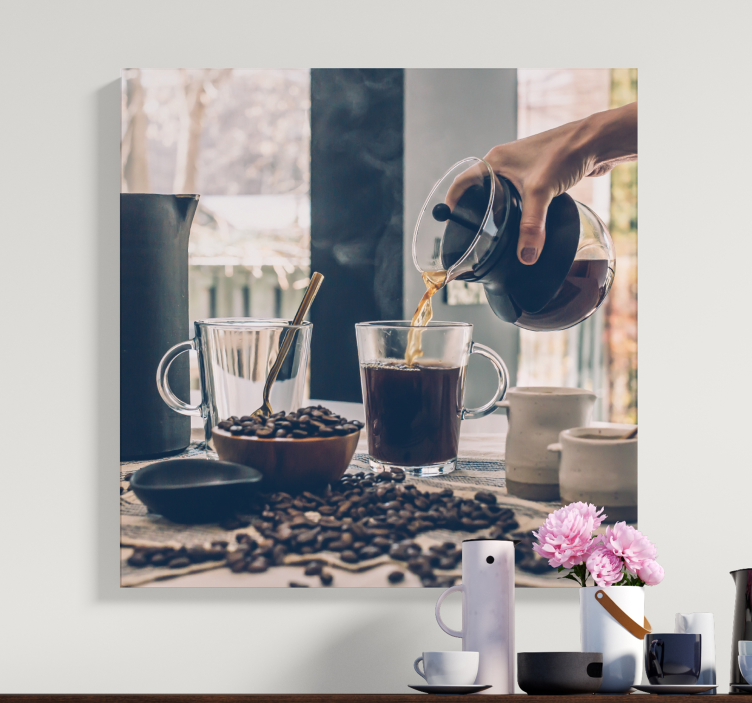 Cornice quadro ornamentale rituale di versamento del caffè - TenStickers