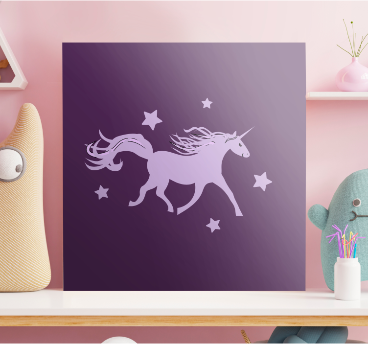Dipinto unicorno silhouette unicorno maestoso - TenStickers