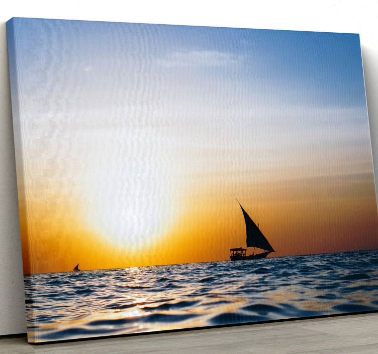 Dipinto di paesaggio vela al tramonto - TenStickers