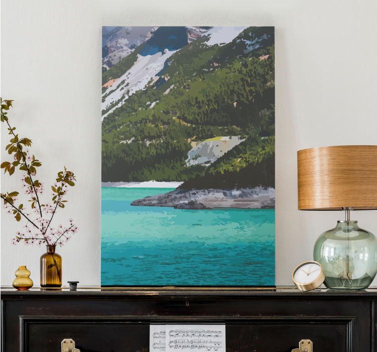 Dipinto di paesaggio vista serena sulle montagne - TenStickers