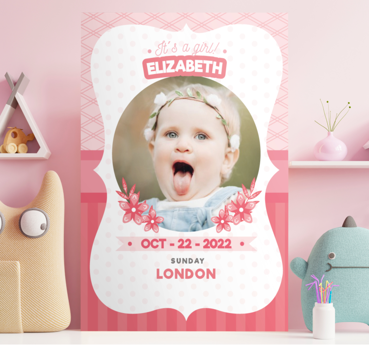 Quadri cameretta neonato annuncio rosa personalizzato - TenStickers