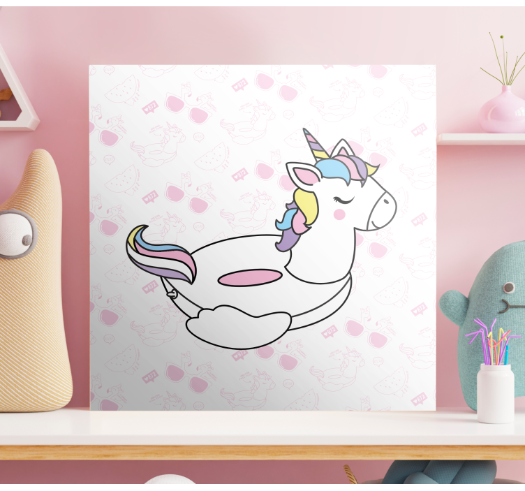 Dipinto unicorno con occhiali da sole rosa - TenStickers