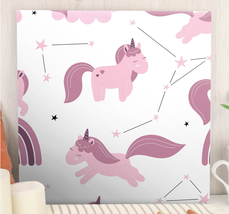 Dipinto unicorno disegni rosa con stelle - TenStickers