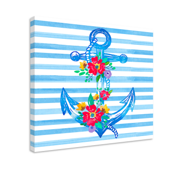 Dipinto con marinaio illustrazione di ancoraggio floreale - TenStickers