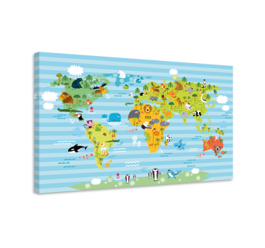 Quadro mappamondo con animali - TenStickers