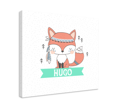 Quadro con volpe e nome personalizzato - TenStickers