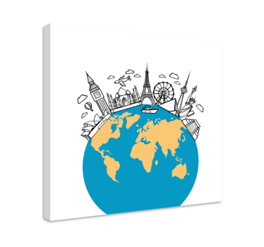 Quadro con mondo e opere d'arte - TenStickers
