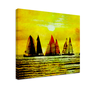 Dipinto con marinaio scena di navigazione al tramonto - TenStickers